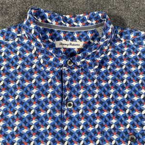 Tommy Bahama Geometric Print 100% Silk Abstract Hawaiian Camp Shirt Mens Large